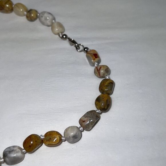 Jasper Hand Knotted Statement Necklace 21” Long Artesian Made Statement Piece - Picture 12 of 12
